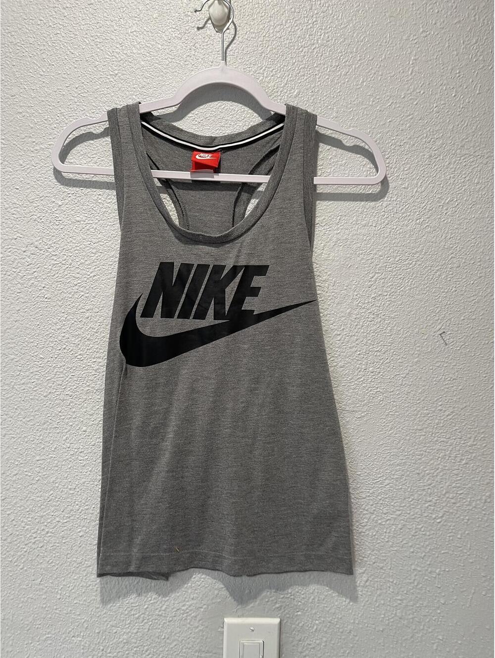 Nike Gray Racerback Tank Top with Black Logo